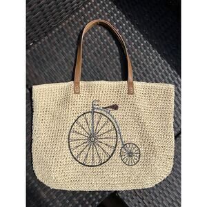 Straw Studios Tote Bag Featuring Vintage Bicycle French Chic